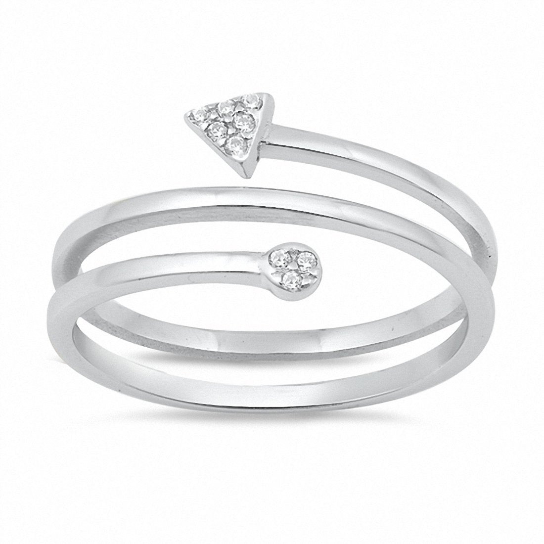 Arrow Ring Round Cubic Zirconia 925 Sterlinhg Silver Choose Color