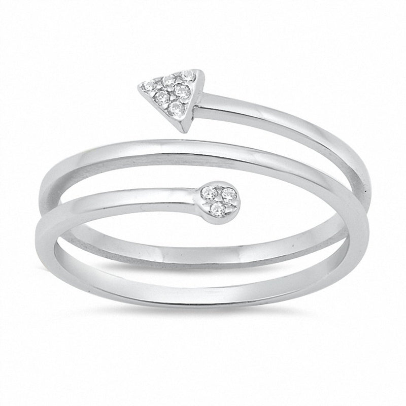 Arrow Ring Round Cubic Zirconia 925 Sterlinhg Silver Choose Color