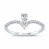 Teardrop Pear Cubic Zirconia Round V Chevron Midi Ring 925 Sterling Silver Choose Color