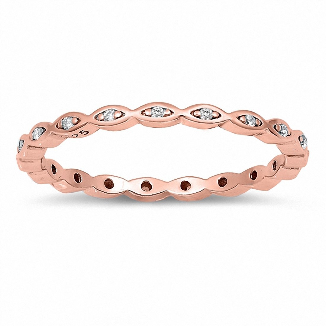 2mm Full Eternity Art Deco Wedding Band Ring Round 925 Sterling Silver Choose Color