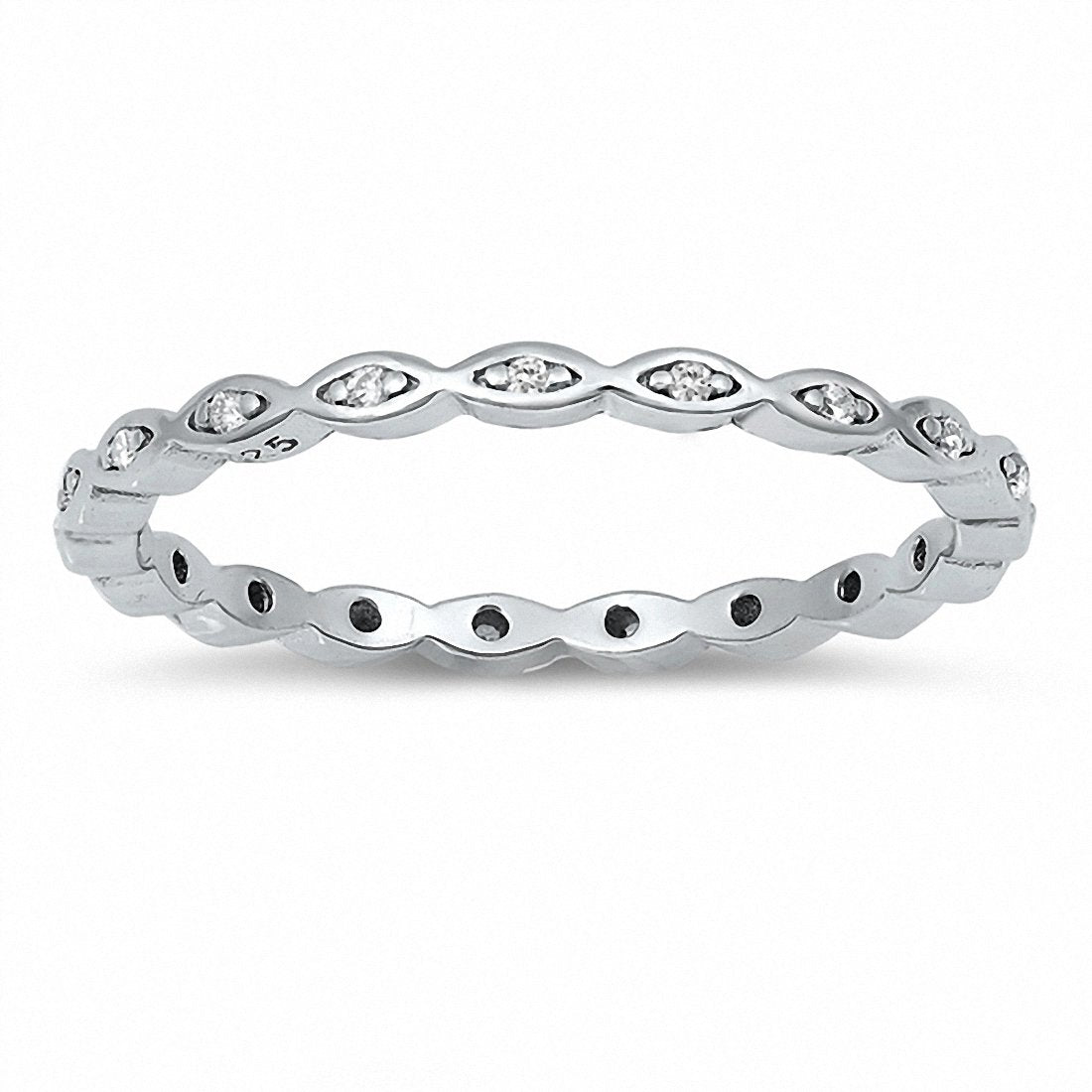 2mm Full Eternity Art Deco Wedding Band Ring Round 925 Sterling Silver Choose Color