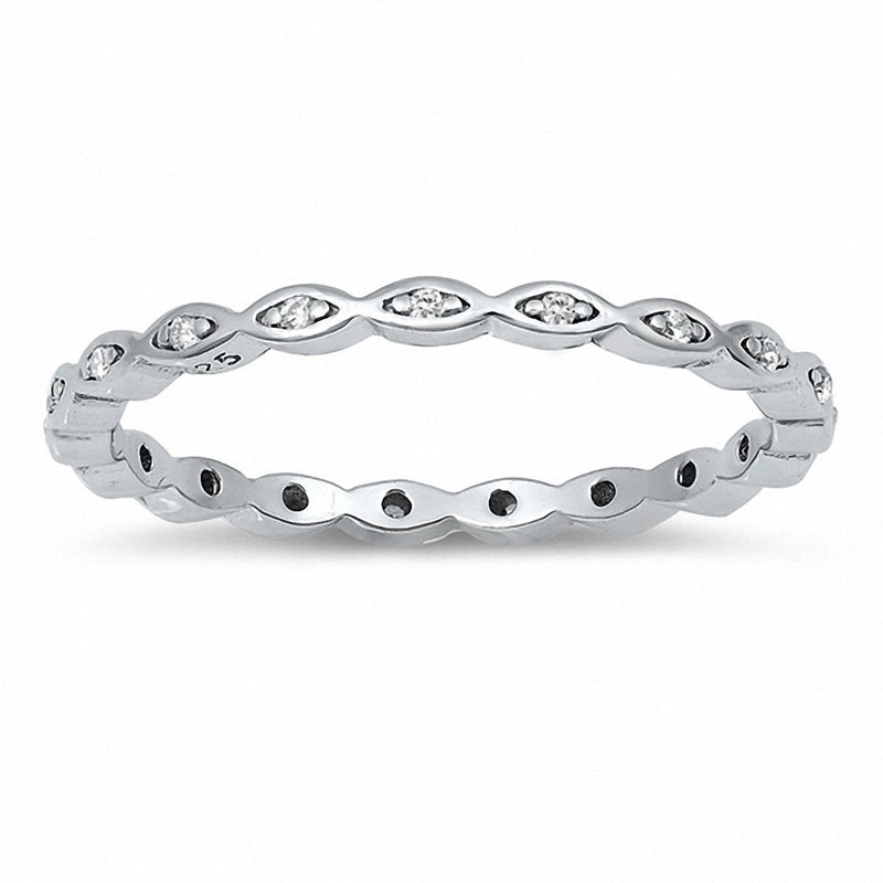 2mm Full Eternity Art Deco Wedding Band Ring Round 925 Sterling Silver Choose Color