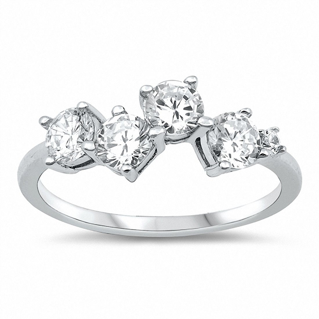 4-Stone Ring Round Cubic Zirconia 925 Sterling Silver Choose Color