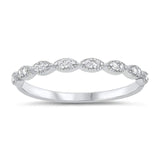 Art Deco Half Eternity Band Ring Round Simulated CZ 925 Sterling Silver