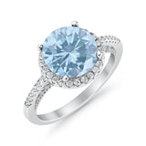 Halo Art Deco Wedding Engagement Bridal Ring Round Simulated Cubic Zirconia 925 Sterling Silver