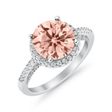 Halo Art Deco Wedding Engagement Bridal Ring Round Simulated Cubic Zirconia 925 Sterling Silver