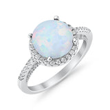 Halo Art Deco Wedding Engagement Bridal Ring Round Simulated Cubic Zirconia 925 Sterling Silver