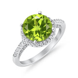 Halo Art Deco Wedding Engagement Bridal Ring Round Simulated Cubic Zirconia 925 Sterling Silver