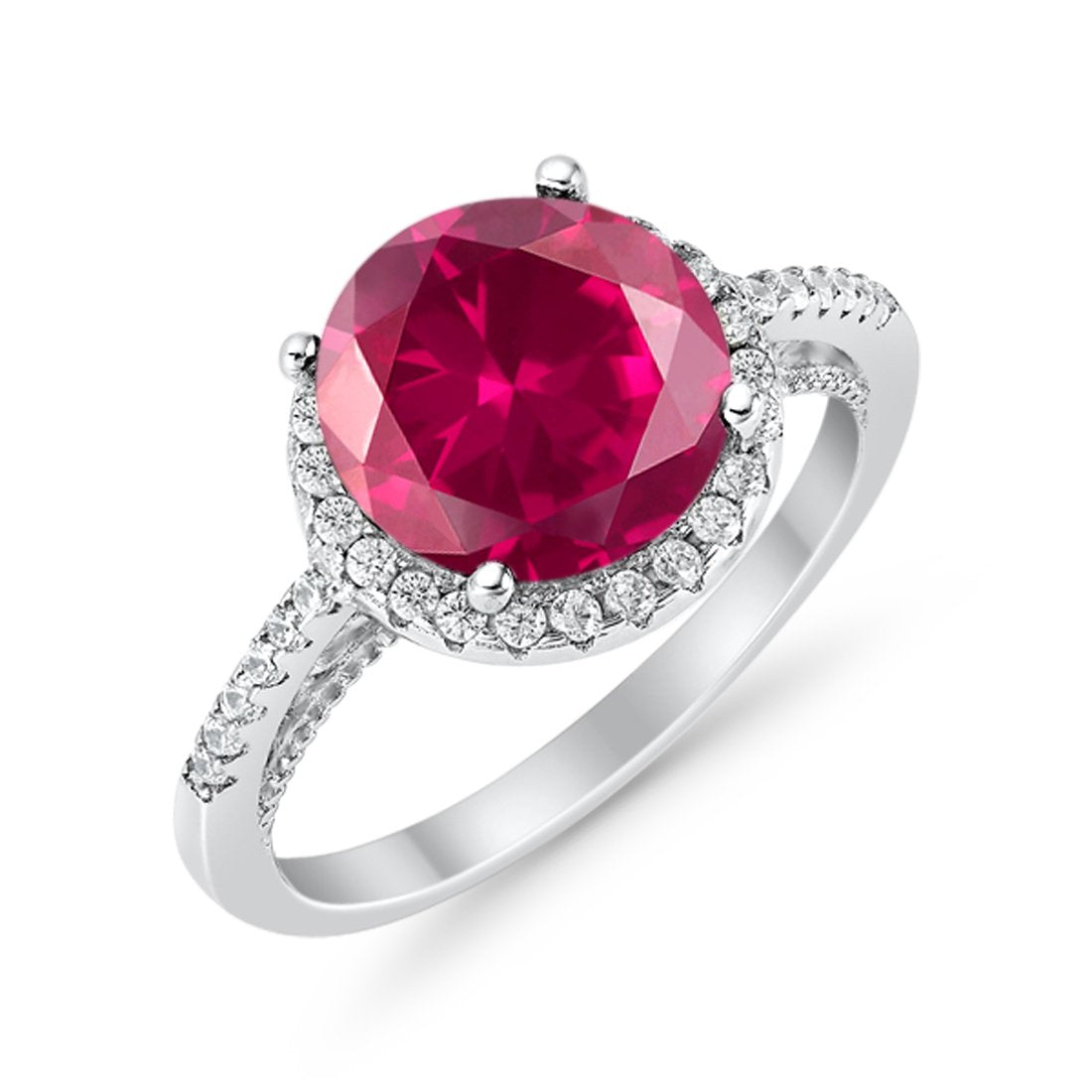 Halo Art Deco Wedding Engagement Bridal Ring Round Simulated Cubic Zirconia 925 Sterling Silver