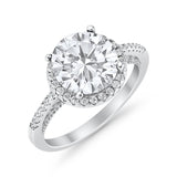 Halo Art Deco Wedding Engagement Bridal Ring Round Simulated Cubic Zirconia 925 Sterling Silver