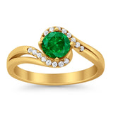 Swirl Wedding Engagement Ring Round Simulated Cubic Zirconia 925 Sterling Silver