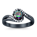 Swirl Wedding Engagement Ring Round Simulated Cubic Zirconia 925 Sterling Silver