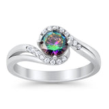 Swirl Wedding Engagement Ring Round Simulated Cubic Zirconia 925 Sterling Silver