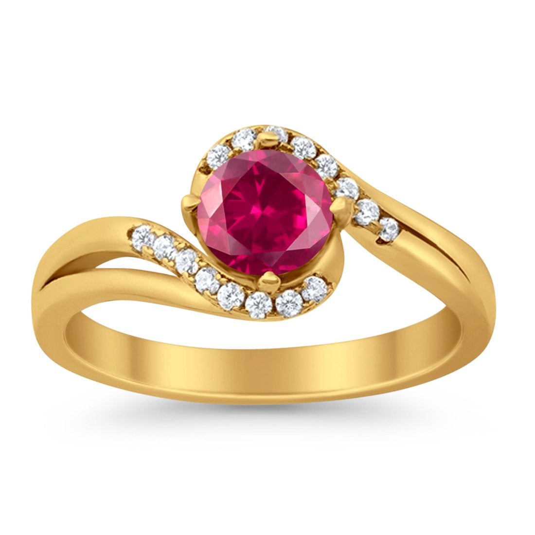 Swirl Wedding Engagement Ring Round Simulated Cubic Zirconia 925 Sterling Silver