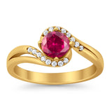 Swirl Wedding Engagement Ring Round Simulated Cubic Zirconia 925 Sterling Silver