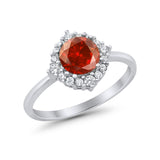 Halo Wedding Engagement Bridal Ring Round Simulated Cubic Zirconia 925 Sterling Silver