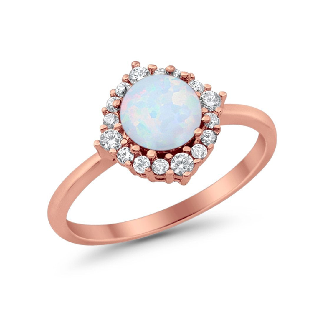 Halo Wedding Engagement Bridal Ring Round Simulated Cubic Zirconia 925 Sterling Silver