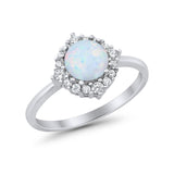 Halo Wedding Engagement Bridal Ring Round Simulated Cubic Zirconia 925 Sterling Silver