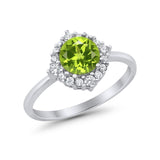Halo Wedding Engagement Bridal Ring Round Simulated Cubic Zirconia 925 Sterling Silver