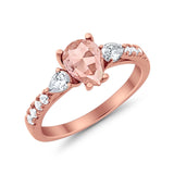 Art Deco Pear Wedding Ring Simulated Cubic Zirconia 925 Sterling Silver