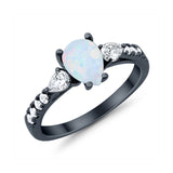 Art Deco Pear Wedding Ring Simulated Cubic Zirconia 925 Sterling Silver