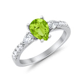 Art Deco Pear Wedding Ring Simulated Cubic Zirconia 925 Sterling Silver