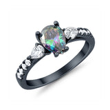 Art Deco Pear Wedding Ring Simulated Cubic Zirconia 925 Sterling Silver