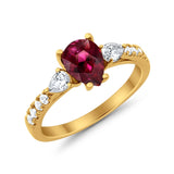 Art Deco Pear Wedding Ring Simulated Cubic Zirconia 925 Sterling Silver