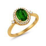 Art Deco Oval Wedding Engagement Ring Halo Round Simulated Cubic Zirconia 925 Sterling Silver