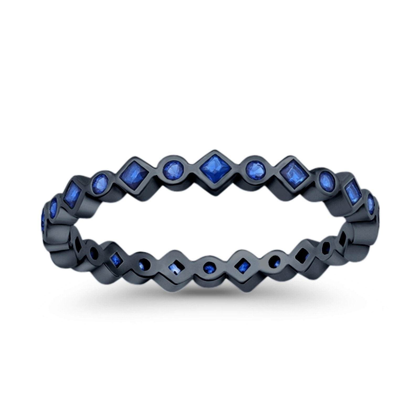 Stackable 2.5mm Full Eternity Art Deco Wedding Band Ring 925 Sterling Silver