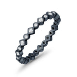 Stackable 2.5mm Full Eternity Art Deco Wedding Band Ring 925 Sterling Silver