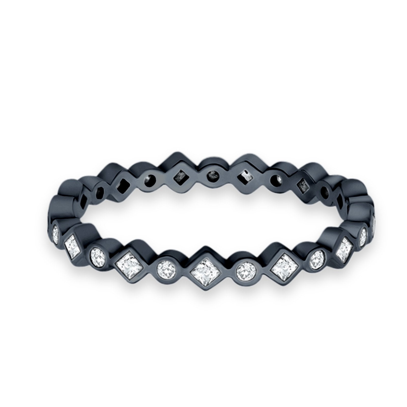 Stackable 2.5mm Full Eternity Art Deco Wedding Band Ring 925 Sterling Silver