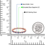 Stackable 2.5mm Full Eternity Art Deco Wedding Band Ring 925 Sterling Silver