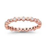 Stackable 2.5mm Full Eternity Art Deco Wedding Band Ring 925 Sterling Silver