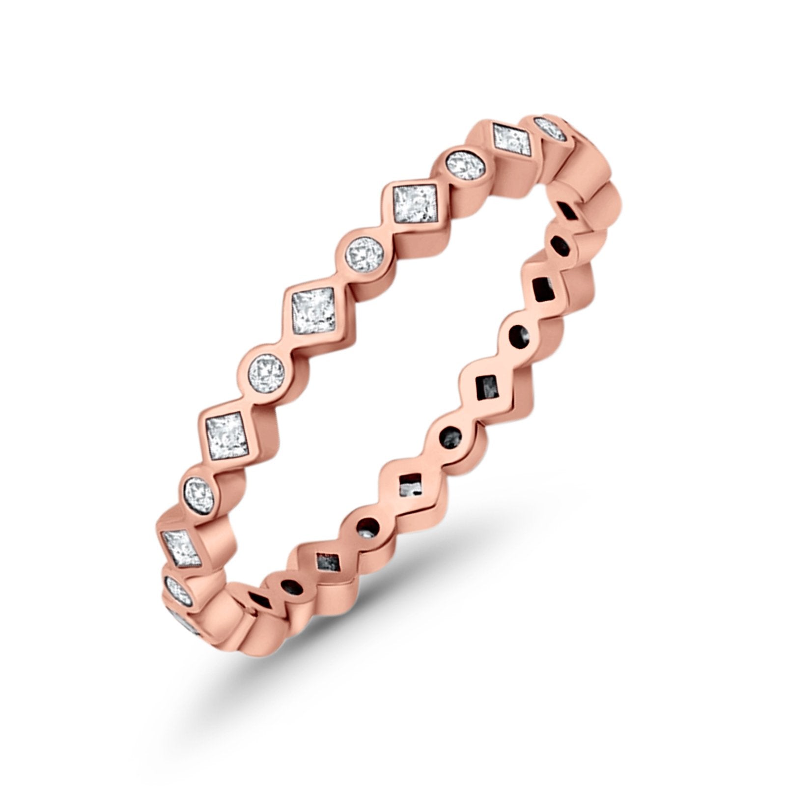 Stackable 2.5mm Full Eternity Art Deco Wedding Band Ring 925 Sterling Silver