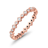 Stackable 2.5mm Full Eternity Art Deco Wedding Band Ring 925 Sterling Silver