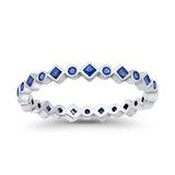 Stackable 2.5mm Full Eternity Art Deco Wedding Band Ring 925 Sterling Silver