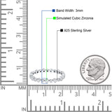 Stackable 2.5mm Full Eternity Art Deco Wedding Band Ring 925 Sterling Silver