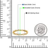 Stackable 2.5mm Full Eternity Art Deco Wedding Band Ring 925 Sterling Silver