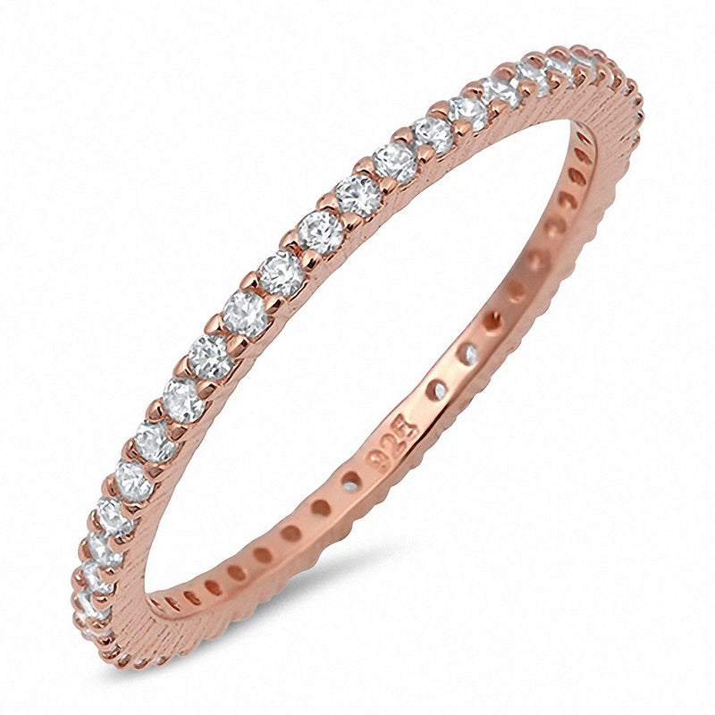 1.5mm Stackable Band Ring Full Eternity Round 925 Sterling Silver Choose Color