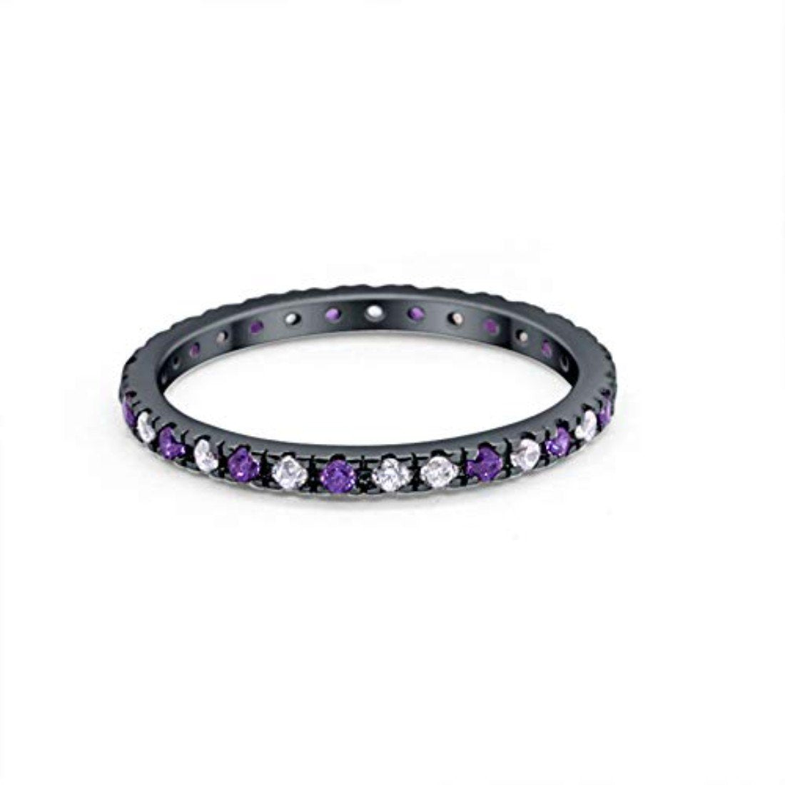 Eternity Wedding Art Deco Round Ring Simulated Cubic Zirconia 925 Sterling Silver