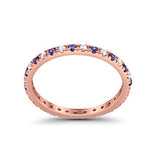 Eternity Wedding Art Deco Round Ring Simulated Cubic Zirconia 925 Sterling Silver