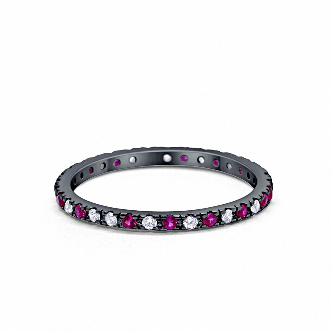 Eternity Wedding Art Deco Round Ring Simulated Cubic Zirconia 925 Sterling Silver