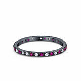 Eternity Wedding Art Deco Round Ring Simulated Cubic Zirconia 925 Sterling Silver