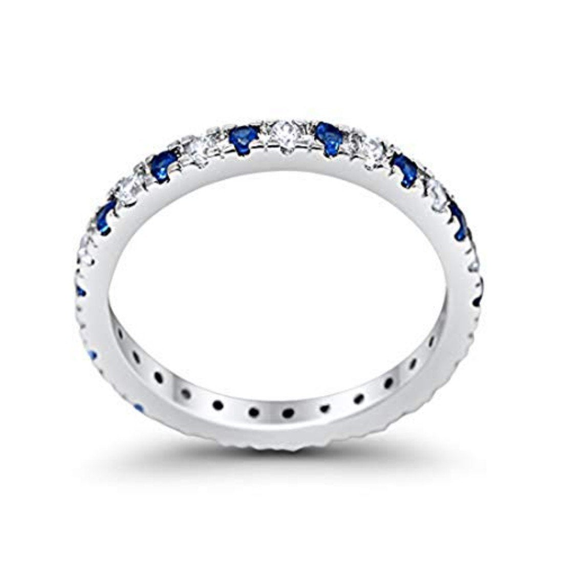 Eternity Wedding Art Deco Round Ring Simulated Cubic Zirconia 925 Sterling Silver