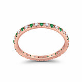 Eternity Wedding Art Deco Round Ring Simulated Cubic Zirconia 925 Sterling Silver