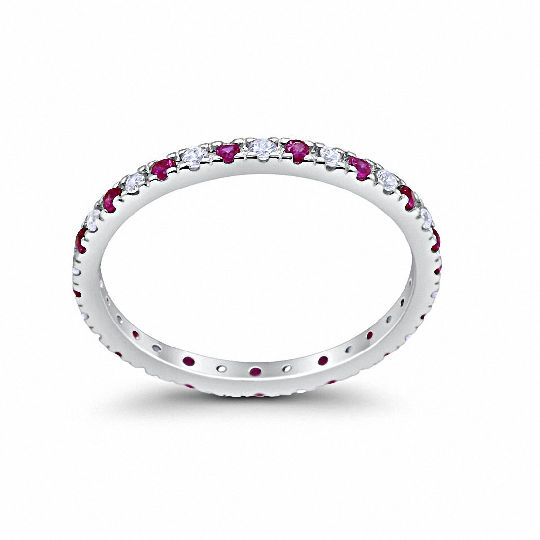 Eternity Wedding Art Deco Round Ring Simulated Cubic Zirconia 925 Sterling Silver