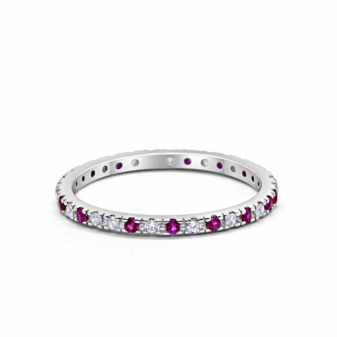 Eternity Wedding Art Deco Round Ring Simulated Cubic Zirconia 925 Sterling Silver