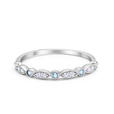 Half Eternity Wedding Ring Art Deco Simulated Cubic Zirconia 925 Sterling Silver
