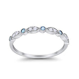 Half Eternity Wedding Ring Art Deco Simulated Cubic Zirconia 925 Sterling Silver